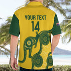 Custom Australia Soccer Hawaiian Shirt Go Socceroos Kangaroo With Indigenous Art