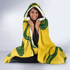 Custom Australia Soccer Hooded Blanket Go Socceroos Kangaroo With Indigenous Art