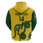 Custom Australia Soccer Hoodie Go Socceroos Kangaroo With Indigenous Art
