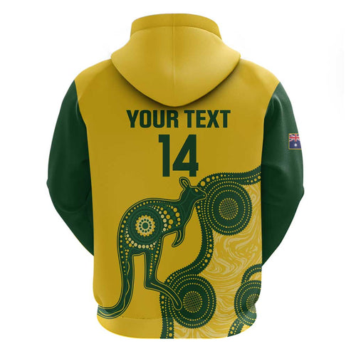 Custom Australia Soccer Hoodie Go Socceroos Kangaroo With Indigenous Art