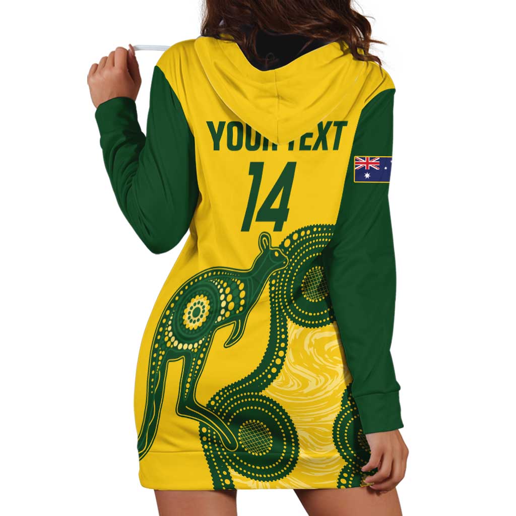 Custom Australia Soccer Hoodie Dress Go Socceroos Kangaroo With Indigenous Art