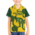 Custom Australia Soccer Kid Hawaiian Shirt Go Socceroos Kangaroo With Indigenous Art