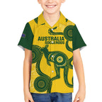 Custom Australia Soccer Kid Hawaiian Shirt Go Socceroos Kangaroo With Indigenous Art