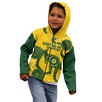Custom Australia Soccer Kid Hoodie Go Socceroos Kangaroo With Indigenous Art