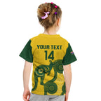 Custom Australia Soccer Kid T Shirt Go Socceroos Kangaroo With Indigenous Art
