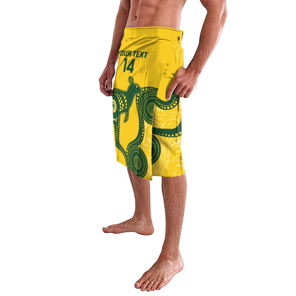 Custom Australia Soccer Lavalava Go Socceroos Kangaroo With Indigenous Art