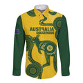 Custom Australia Soccer Long Sleeve Button Shirt Go Socceroos Kangaroo With Indigenous Art