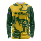 Custom Australia Soccer Long Sleeve Shirt Go Socceroos Kangaroo With Indigenous Art