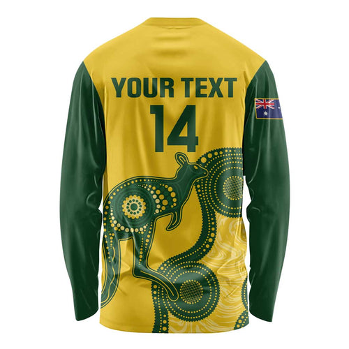 Custom Australia Soccer Long Sleeve Shirt Go Socceroos Kangaroo With Indigenous Art