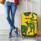 Custom Australia Soccer Luggage Cover Go Socceroos Kangaroo With Indigenous Art