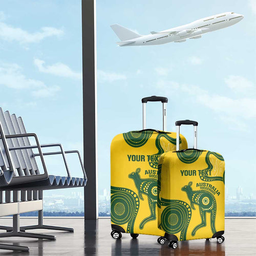 Custom Australia Soccer Luggage Cover Go Socceroos Kangaroo With Indigenous Art