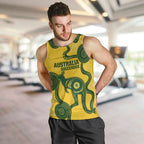 Custom Australia Soccer Men Tank Top Go Socceroos Kangaroo With Indigenous Art