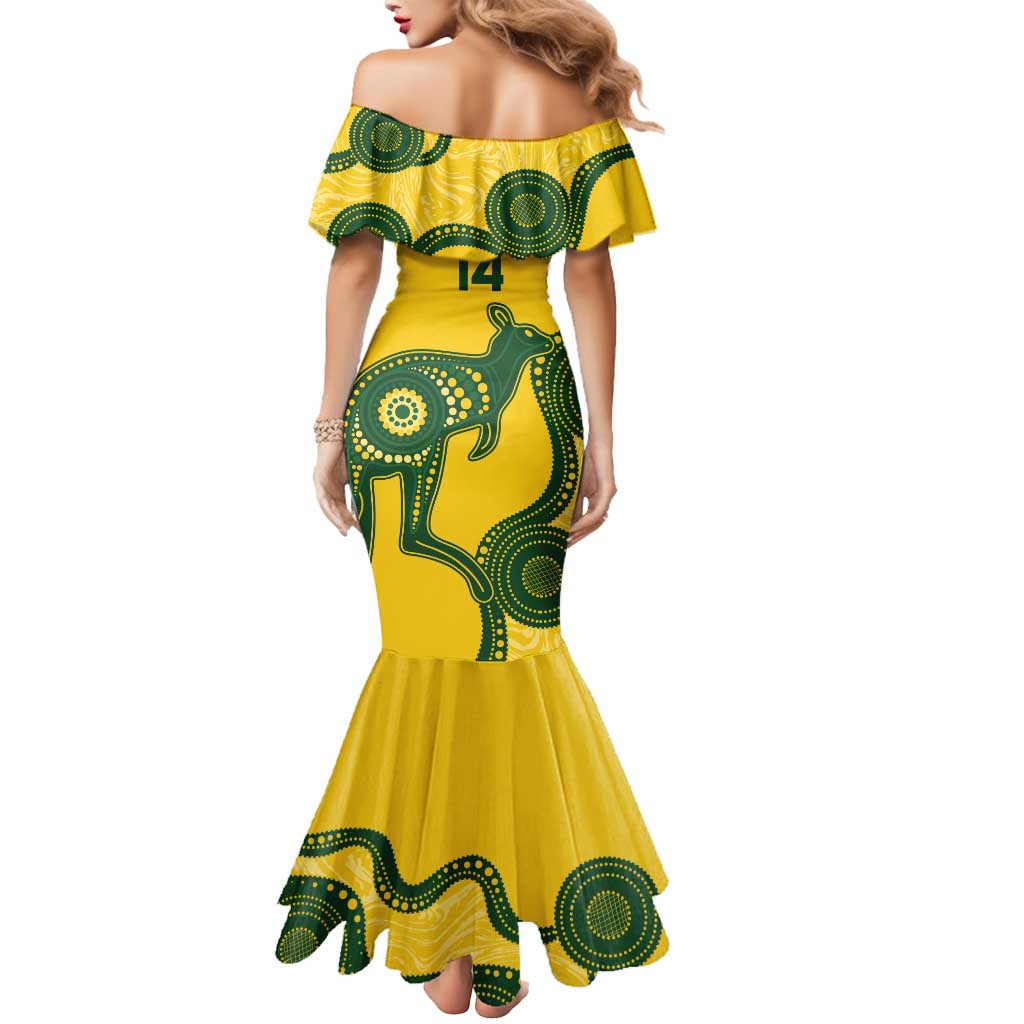 Custom Australia Soccer Mermaid Dress Go Socceroos Kangaroo With Indigenous Art