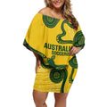 Custom Australia Soccer Off Shoulder Short Dress Go Socceroos Kangaroo With Indigenous Art
