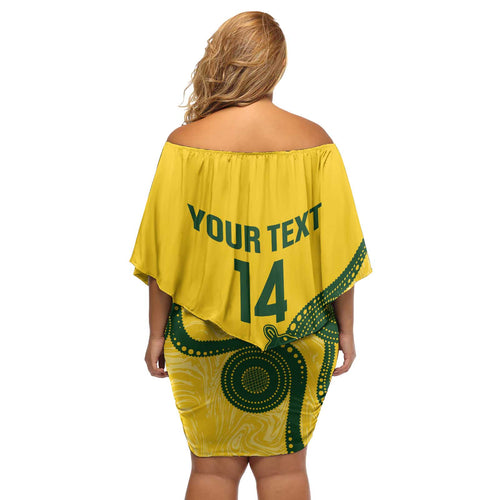 Custom Australia Soccer Off Shoulder Short Dress Go Socceroos Kangaroo With Indigenous Art