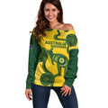 Custom Australia Soccer Off Shoulder Sweater Go Socceroos Kangaroo With Indigenous Art