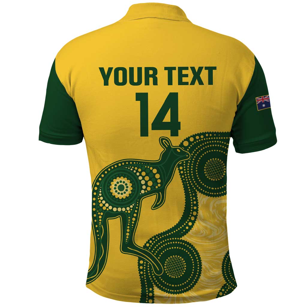 Custom Australia Soccer Polo Shirt Go Socceroos Kangaroo With Indigenous Art