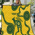 Custom Australia Soccer Quilt Go Socceroos Kangaroo With Indigenous Art