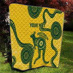 Custom Australia Soccer Quilt Go Socceroos Kangaroo With Indigenous Art