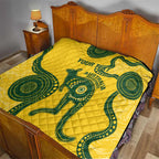 Custom Australia Soccer Quilt Go Socceroos Kangaroo With Indigenous Art