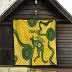 Custom Australia Soccer Quilt Go Socceroos Kangaroo With Indigenous Art