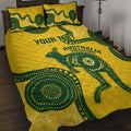 Custom Australia Soccer Quilt Bed Set Go Socceroos Kangaroo With Indigenous Art