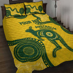 Custom Australia Soccer Quilt Bed Set Go Socceroos Kangaroo With Indigenous Art