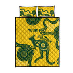 Custom Australia Soccer Quilt Bed Set Go Socceroos Kangaroo With Indigenous Art