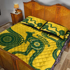 Custom Australia Soccer Quilt Bed Set Go Socceroos Kangaroo With Indigenous Art
