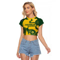 Custom Australia Soccer Raglan Cropped T Shirt Go Socceroos Kangaroo With Indigenous Art
