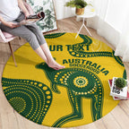 Custom Australia Soccer Round Carpet Go Socceroos Kangaroo With Indigenous Art