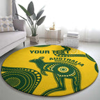Custom Australia Soccer Round Carpet Go Socceroos Kangaroo With Indigenous Art