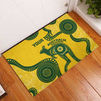 Custom Australia Soccer Rubber Doormat Go Socceroos Kangaroo With Indigenous Art