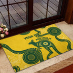 Custom Australia Soccer Rubber Doormat Go Socceroos Kangaroo With Indigenous Art