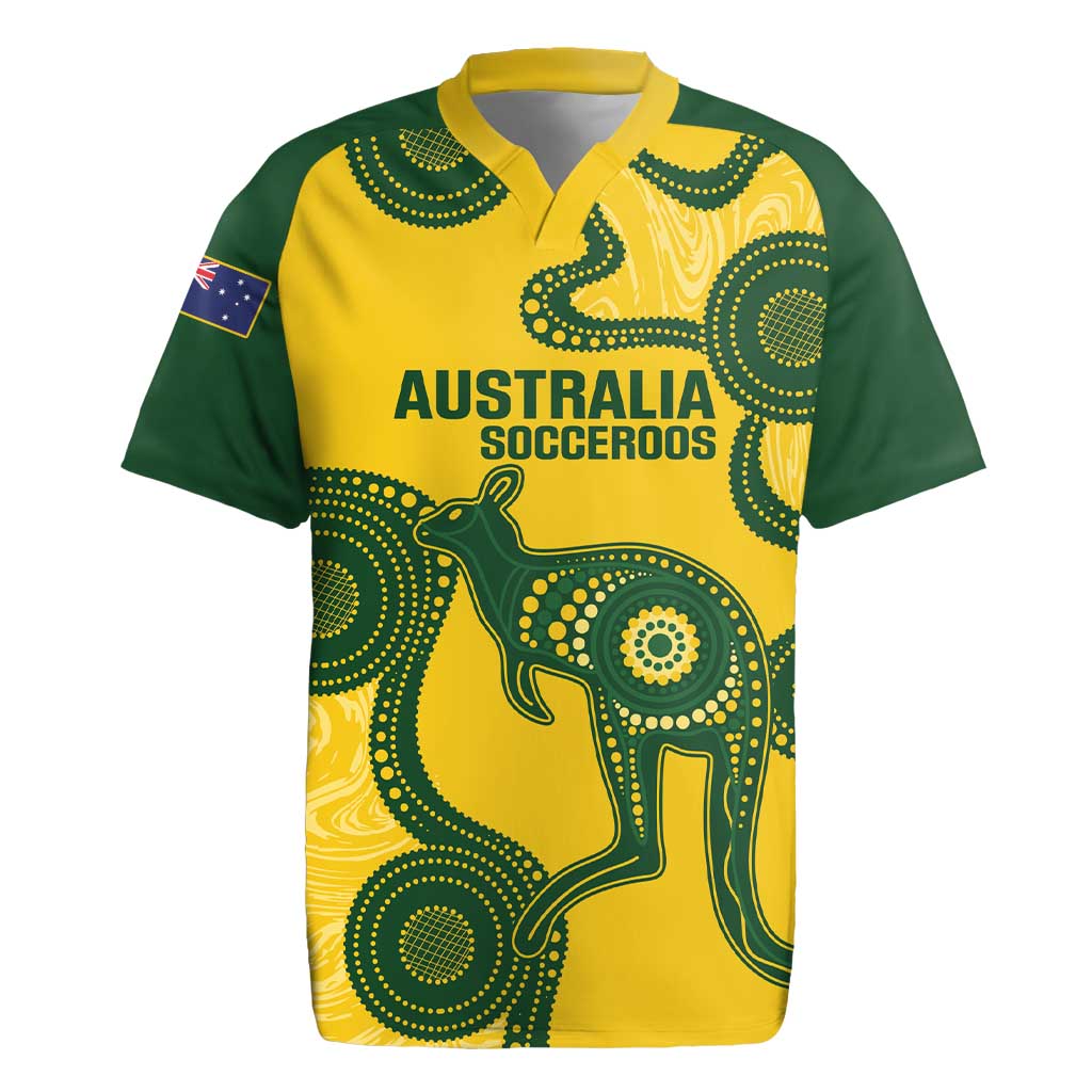Custom Australia Soccer Rugby Jersey Go Socceroos Kangaroo With Indigenous Art