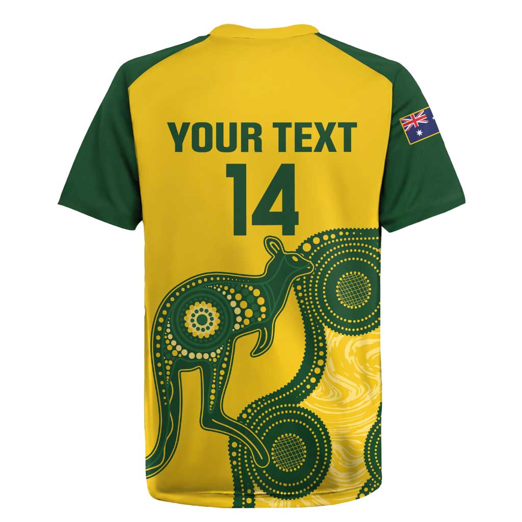 Custom Australia Soccer Rugby Jersey Go Socceroos Kangaroo With Indigenous Art