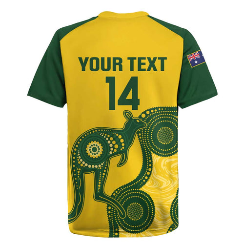 Custom Australia Soccer Rugby Jersey Go Socceroos Kangaroo With Indigenous Art