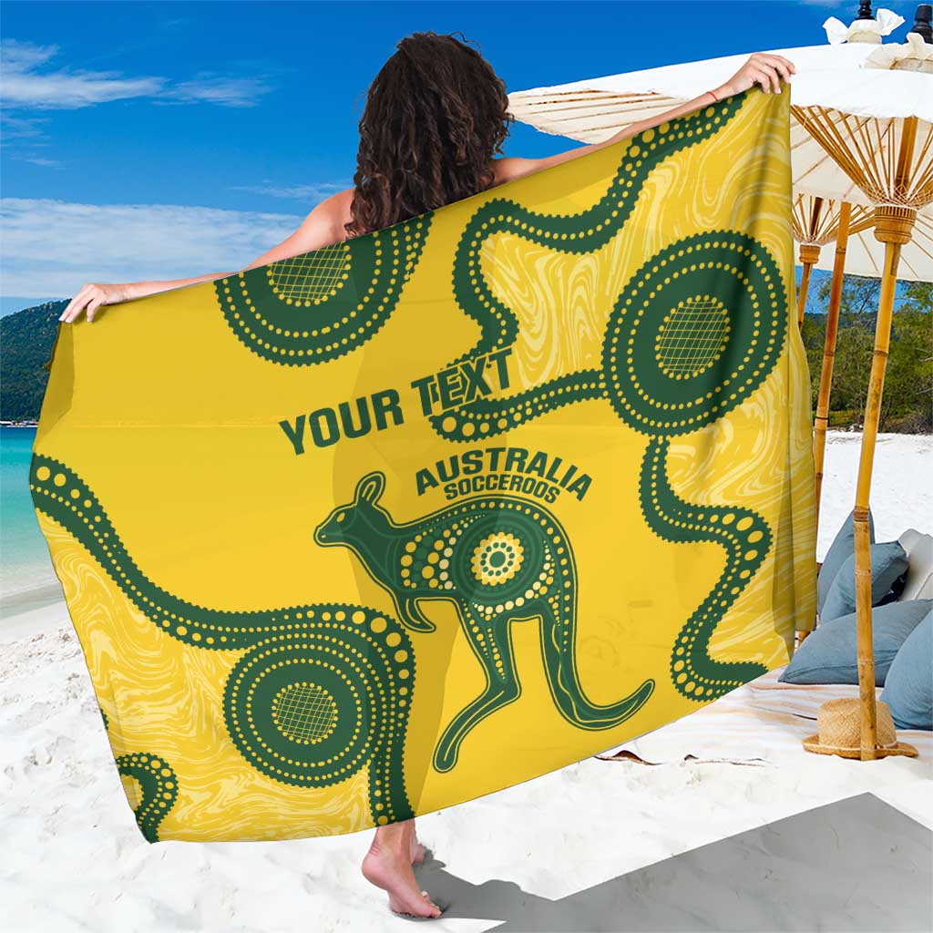 Custom Australia Soccer Sarong Go Socceroos Kangaroo With Indigenous Art