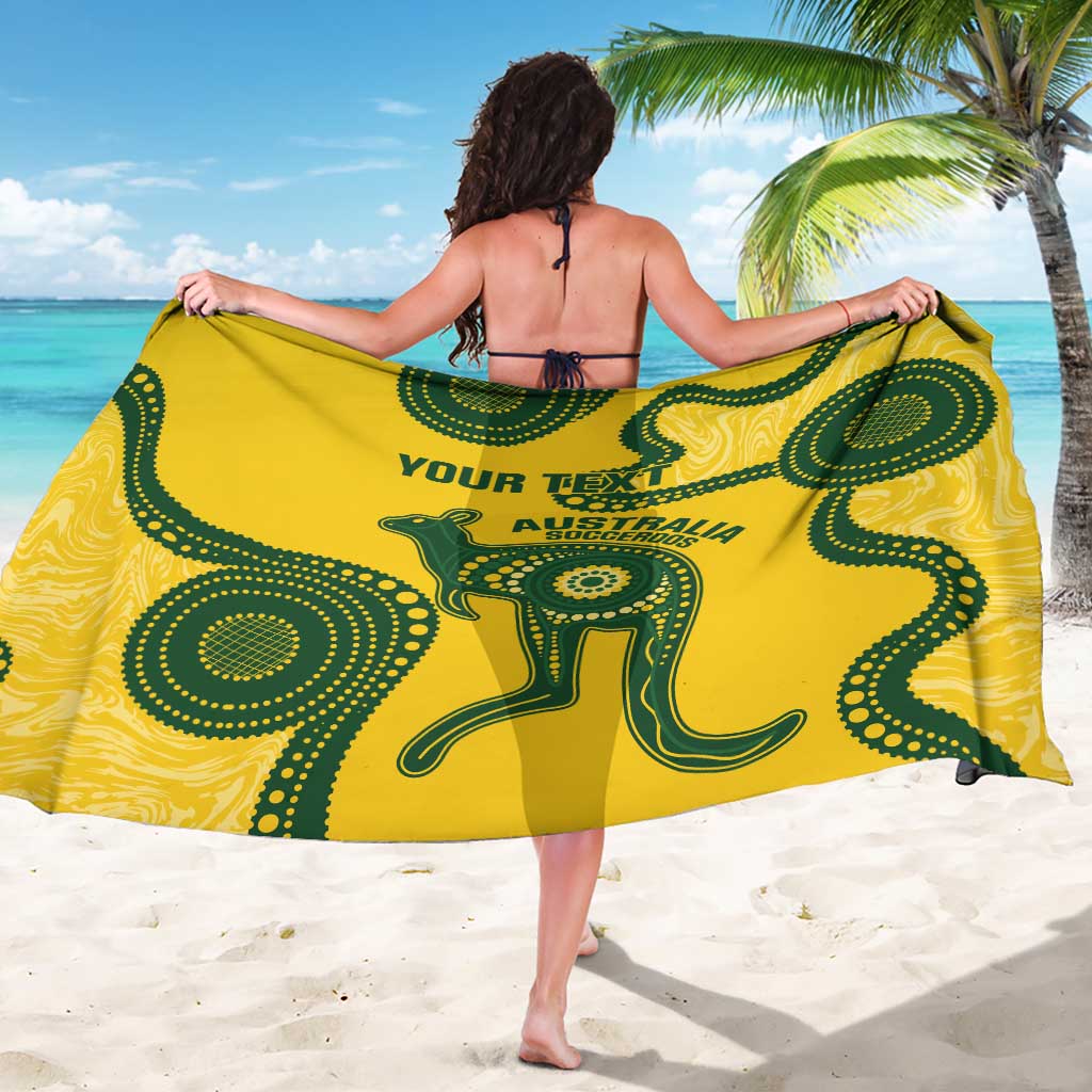 Custom Australia Soccer Sarong Go Socceroos Kangaroo With Indigenous Art