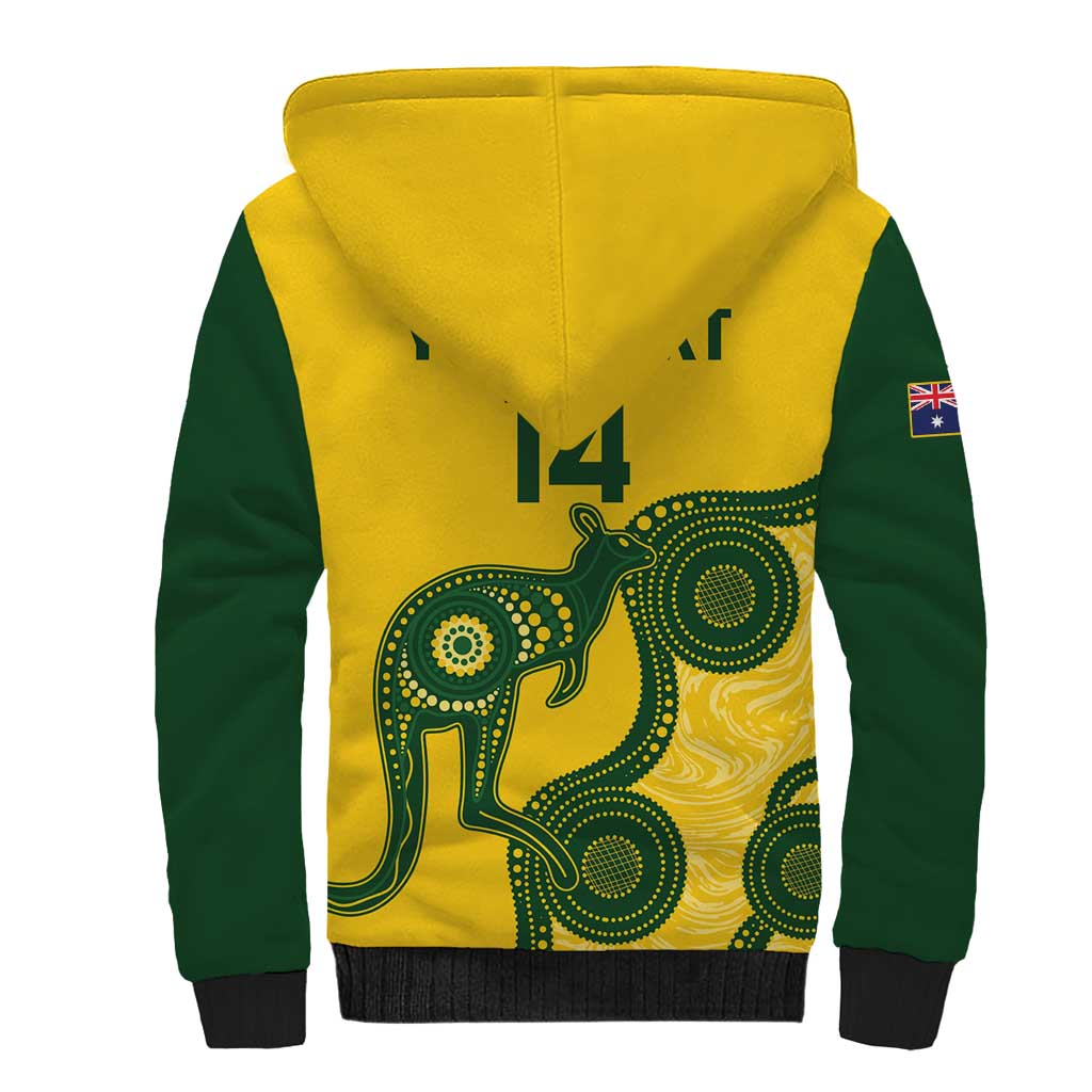 Custom Australia Soccer Sherpa Hoodie Go Socceroos Kangaroo With Indigenous Art