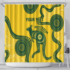 Custom Australia Soccer Shower Curtain Go Socceroos Kangaroo With Indigenous Art