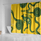 Custom Australia Soccer Shower Curtain Go Socceroos Kangaroo With Indigenous Art