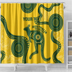 Custom Australia Soccer Shower Curtain Go Socceroos Kangaroo With Indigenous Art