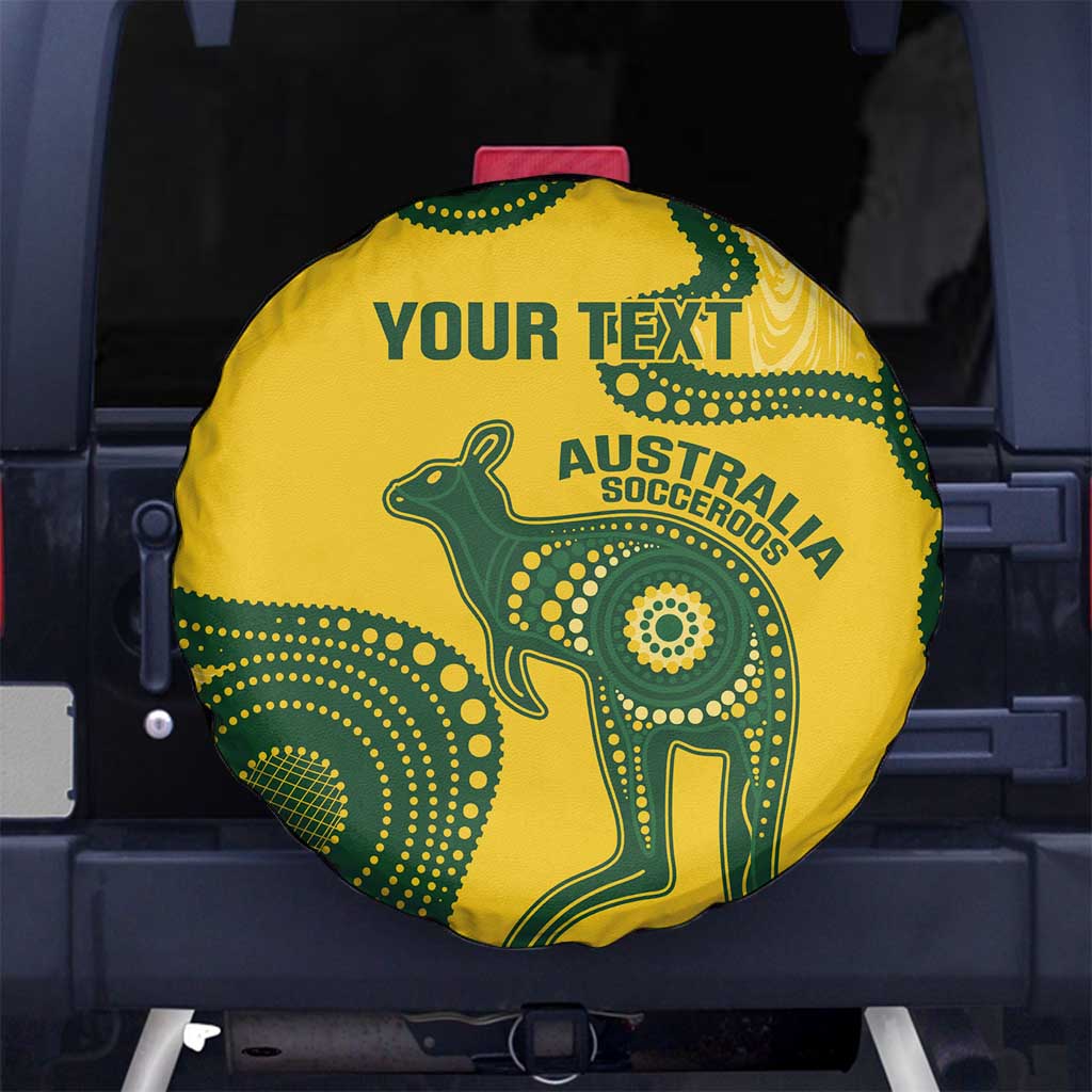 Custom Australia Soccer Spare Tire Cover Go Socceroos Kangaroo With Indigenous Art