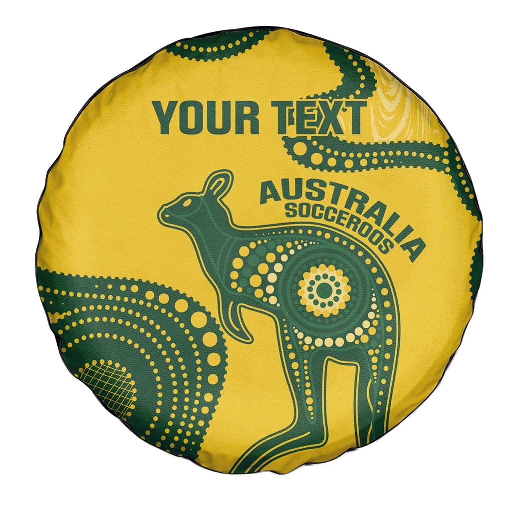 Custom Australia Soccer Spare Tire Cover Go Socceroos Kangaroo With Indigenous Art