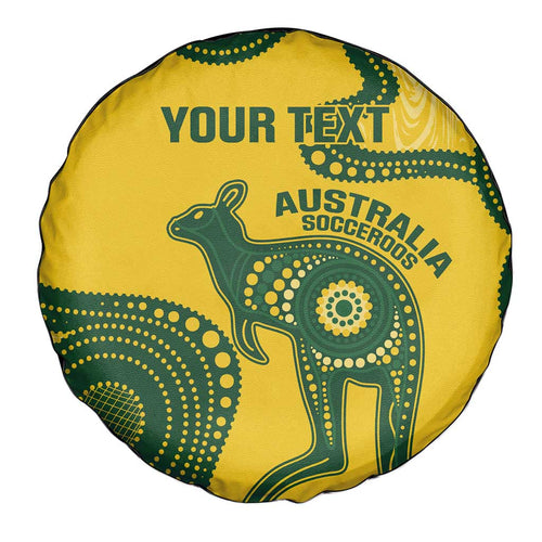 Custom Australia Soccer Spare Tire Cover Go Socceroos Kangaroo With Indigenous Art