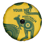 Custom Australia Soccer Spare Tire Cover Go Socceroos Kangaroo With Indigenous Art