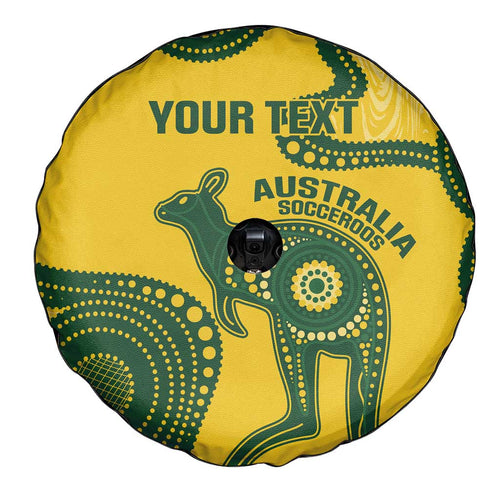 Custom Australia Soccer Spare Tire Cover Go Socceroos Kangaroo With Indigenous Art