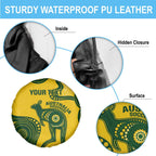 Custom Australia Soccer Spare Tire Cover Go Socceroos Kangaroo With Indigenous Art