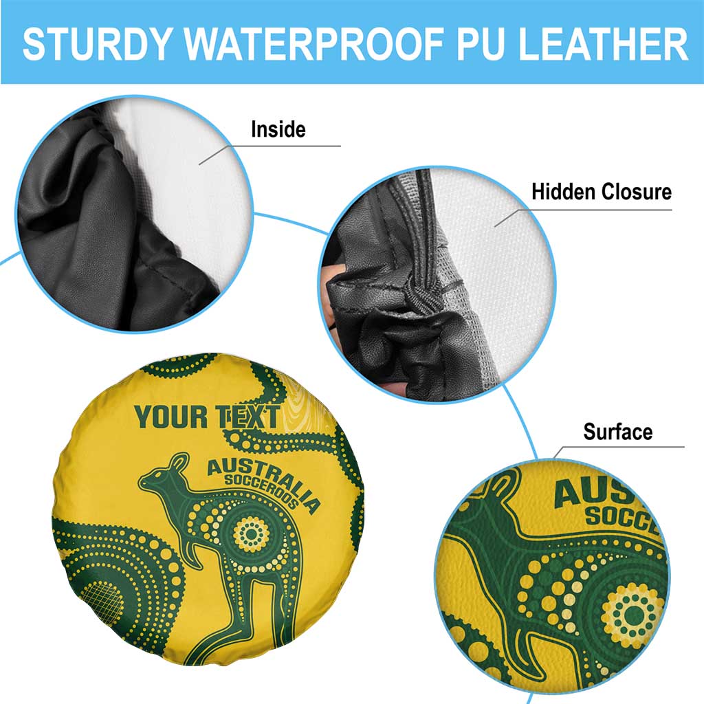 Custom Australia Soccer Spare Tire Cover Go Socceroos Kangaroo With Indigenous Art